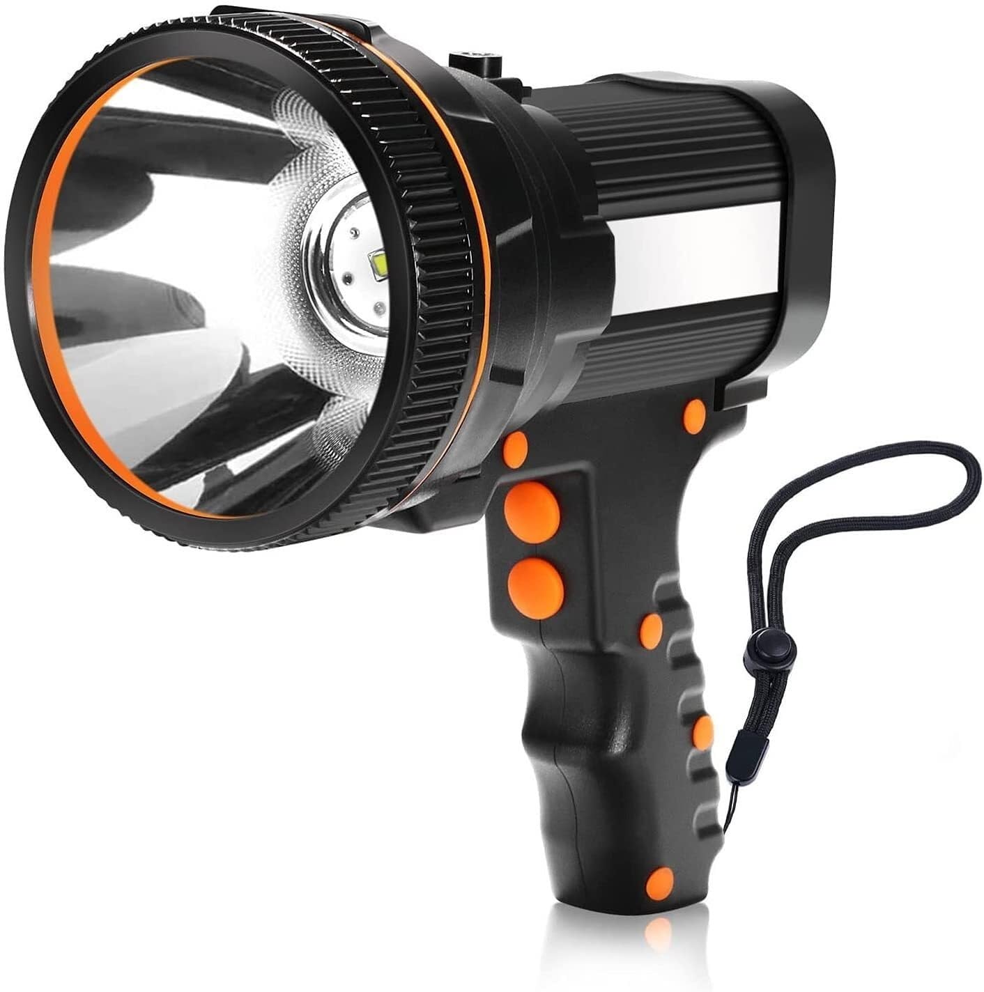 QFGVMXBWKZH Rechargeable Spot Lights Handheld,7000 Lumens 6600mAh LED Flashlight,Watertight Portable for Outdoor Camping Adventure Emergency(Front Right)