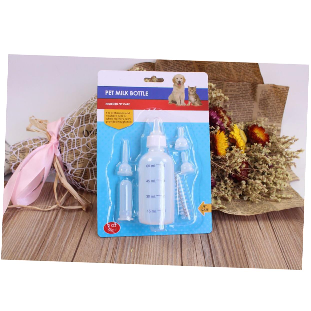 COLLBATH Professional Pet Nurser Bottles 60ml Kitten Nursing Bottle Cat Milk Feeding Set for Puppies Kittens