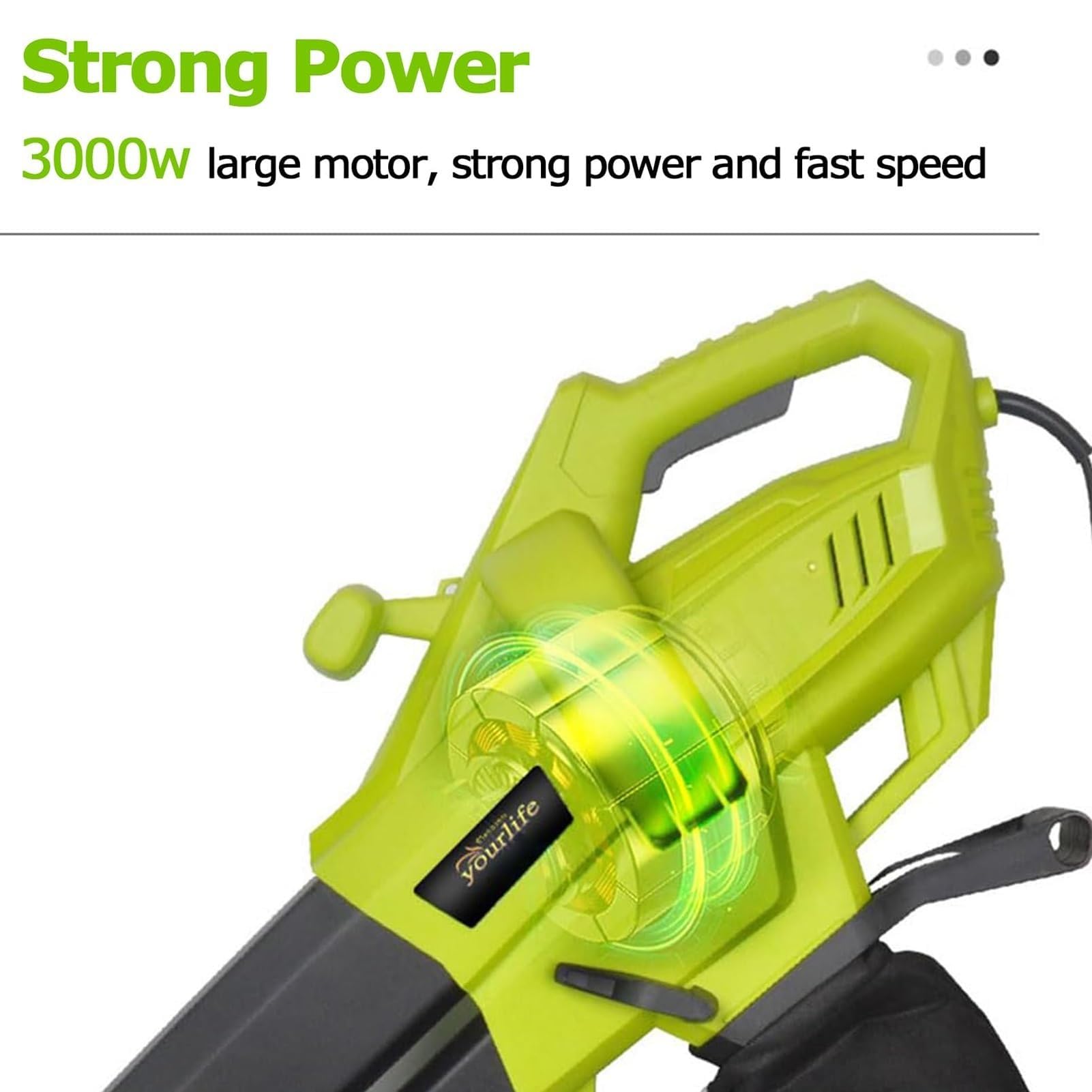 Soplador De Hojas De Mano, Soplador De Hojas For Jardinería, Aspirador Soplador De 3000 W, Aspirador Inalámbrico Liviano De 150 CFM Con Bolsa Recolectora For Recolección Hojas Jardinería