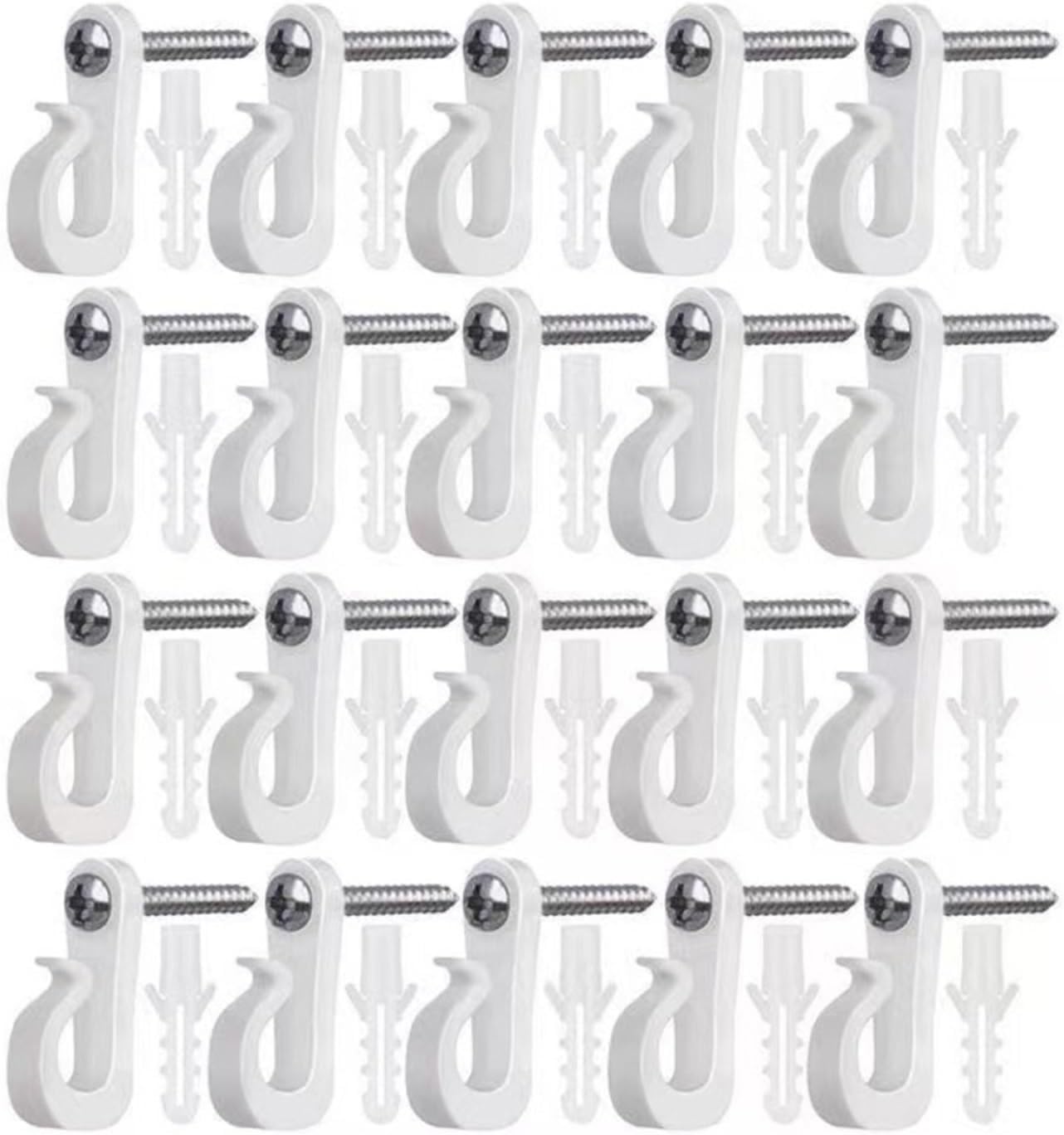 String Light Hanger Hooks 90Pcs with Screw Lights Hook Plastic String Light Hangers for Party Patio Plants Wind Chimes(White)