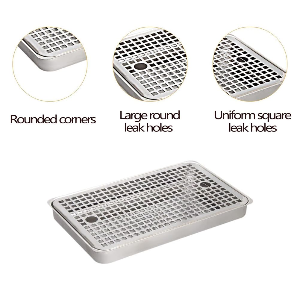 Bandeja de goteo de cerveza de acero inoxidable de 11.8 pulgadas, bandeja de drenaje rectangular para camareros, perfecta para cafeterías, camping y bares, herramienta para recoger agua