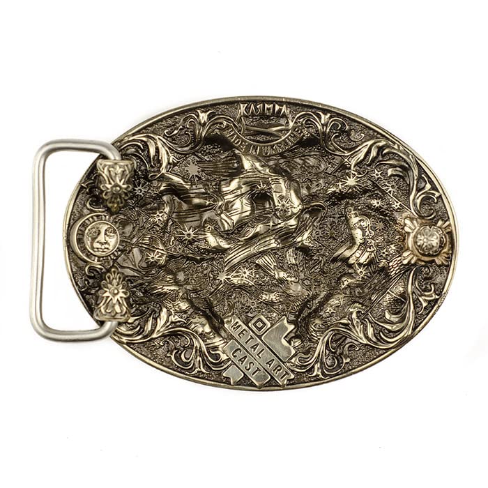 Gemini german silver belt buckle, Twins Horoscope Astrological Zodiac Sign solid nickel silver belt buckle gift, Gemini jewelry gift box