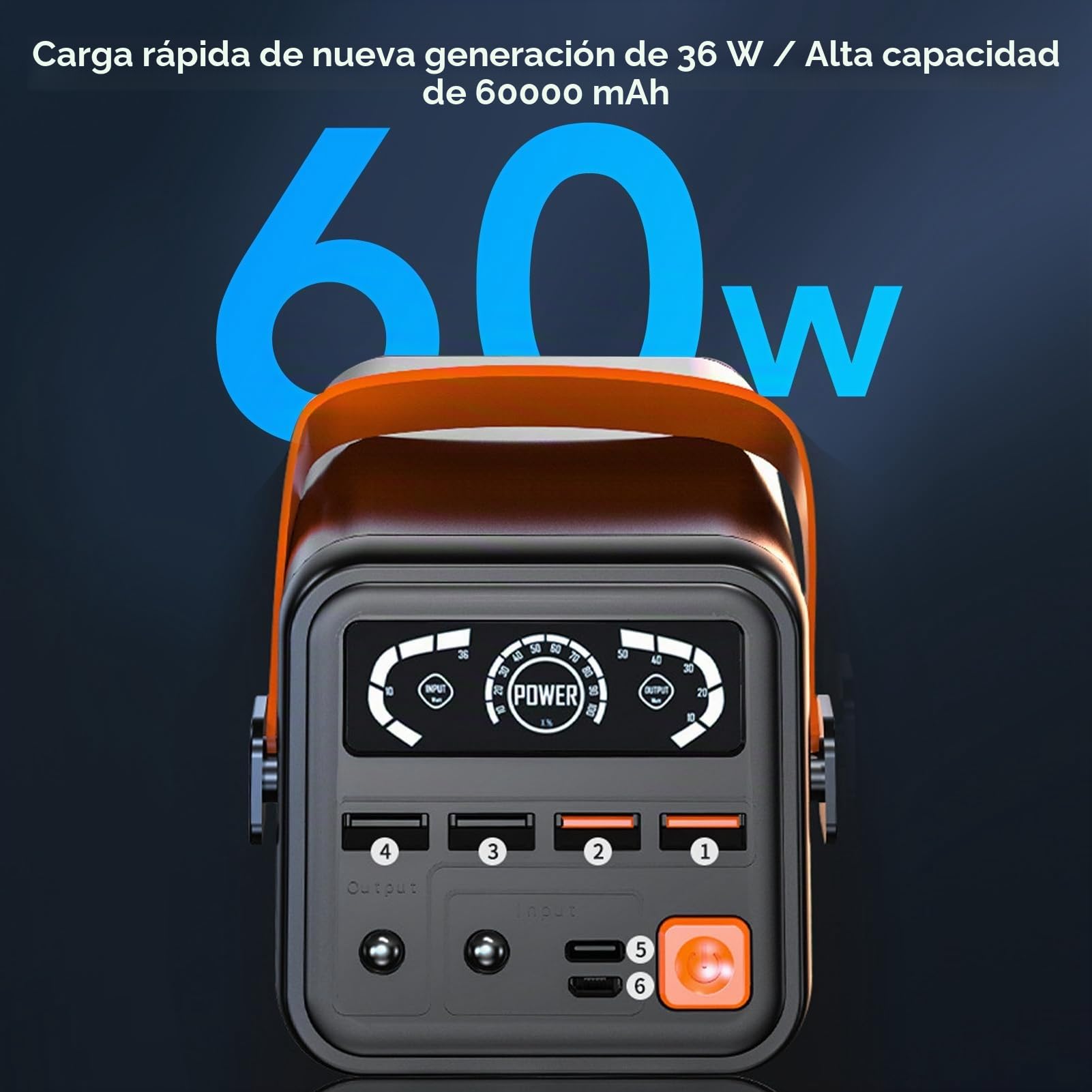 Ashata Estación de Energía Portátil con Batería de Litio 60000 mAh, Carga Rápida Bidireccional para Acampar al Aire Libre (Gris)