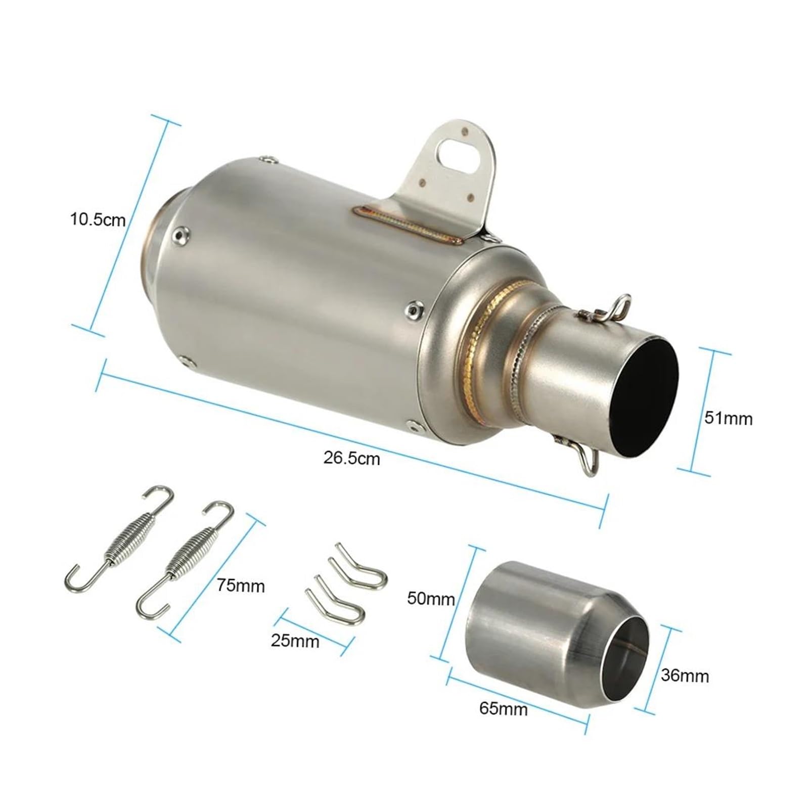 Silenziatore Per Tubo Di Scarico Moto In Acciaio Inossidabile Con Diametro Interno Ingresso Universale Da 51 Mm | Terminale Scarico Moto Scarico Moto Slip On