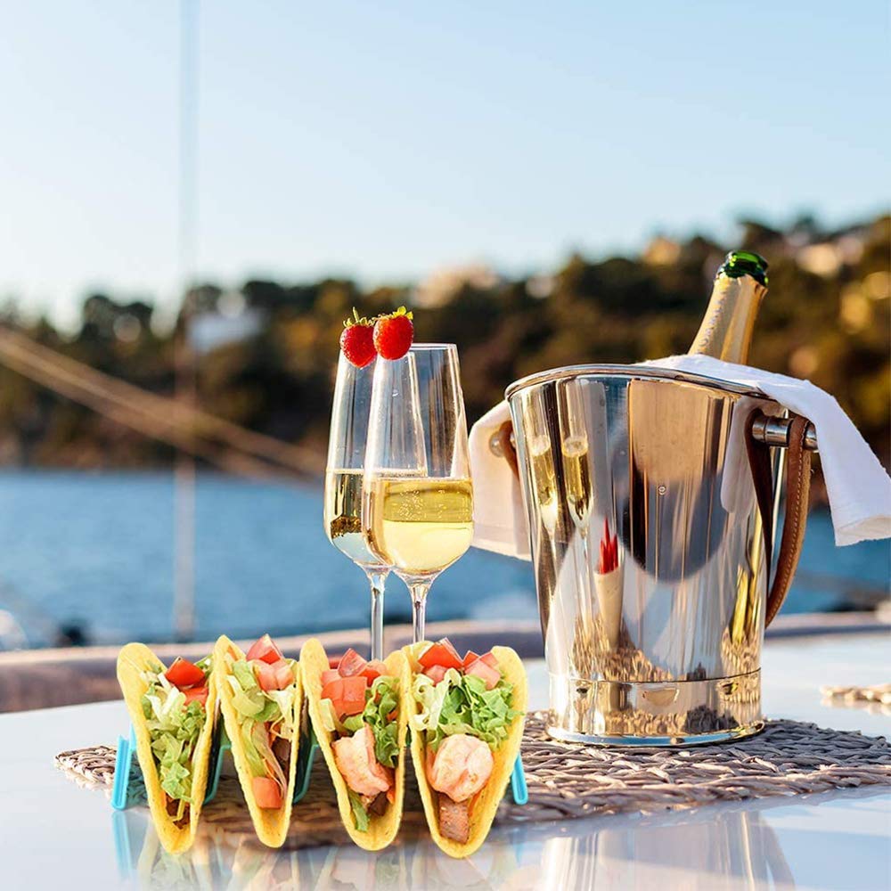 8 Pezzi Supporto per Taco, Supporto per Taco In Plastica, Plastica ABS Taco Holder Fino a 4 Tacos Ciascuno per Ristorante, Casa, Picnic, Festa, Festival (4 Colori)