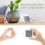 NOKLEAD Thermomètre intérieur numérique Hygromètre : Moniteur de température et d'humidité avec capteur précis, petit compteur d'humidité alimenté par batterie avec date d'heure pour la maison Garage Salle de bébé à serre (Blanc)