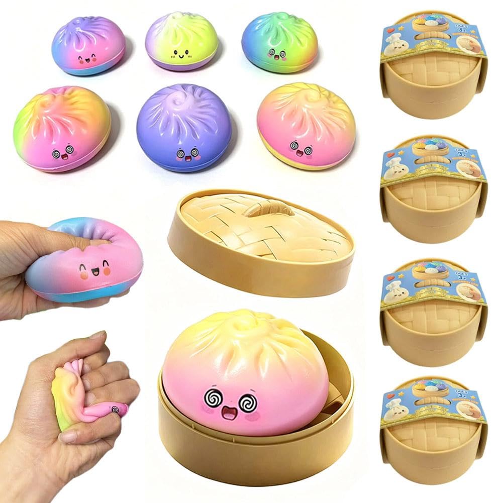 Glitter Dumpling Squishies, 2026 Upgrade Dumpling Squishies Mystery Box, Colorful Dumplings Stress Balls Fidget Sensory Toy, Stocking Stuffers with Food Steamer Stretchy Desk Toys (Clear Pink) — view 19