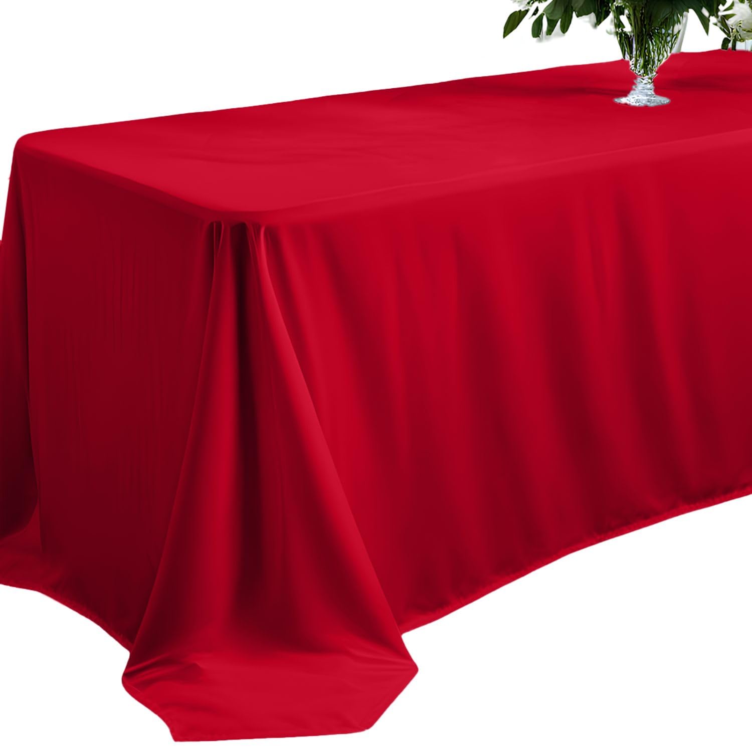 Elegant Event Essentials - 60 x 126″ Rectangular Polyester Table Cloth/Cover – For Home Décor, Wedding, Party, Dining Table, Cafe Restaurants & Banquet - Wrinkle-Free – Washable - Red