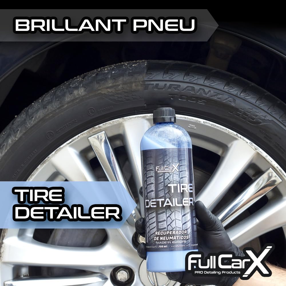 FULLCARX Tire Detailer 5 Litres Brillant Pneu, Renovateur Plastique Voiture Extérieur, Rapide et Efficace, Finition Satinée, Noir Intense Nettoyant Pneus, Produit Nettoyage Detailing Professionnel