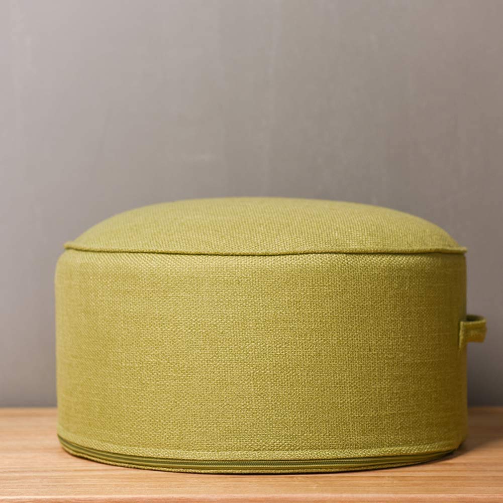 Repose-pieds rond pour salon : petit pouf vert transportable pour enfants et adultes