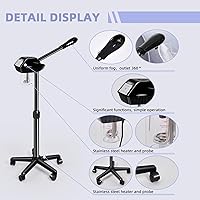 Vista 7 de Vaporizador facial, vaporizador facial sobre ruedas con más vapor, altura ajustable para vaporizador facial adecuado para el hogar personal