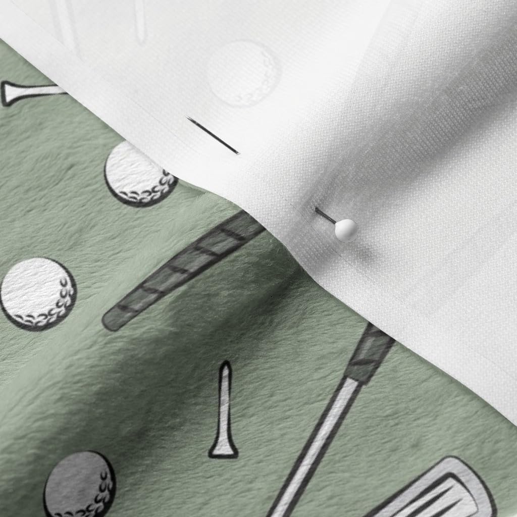 Spoonflower Fabric - Golf Clubs Sage Green Golfing Baby Boy Sports Nursery Printed on Minky Fabric Fat Quarter - Sewing Baby Blankets Quilt Backing Plush