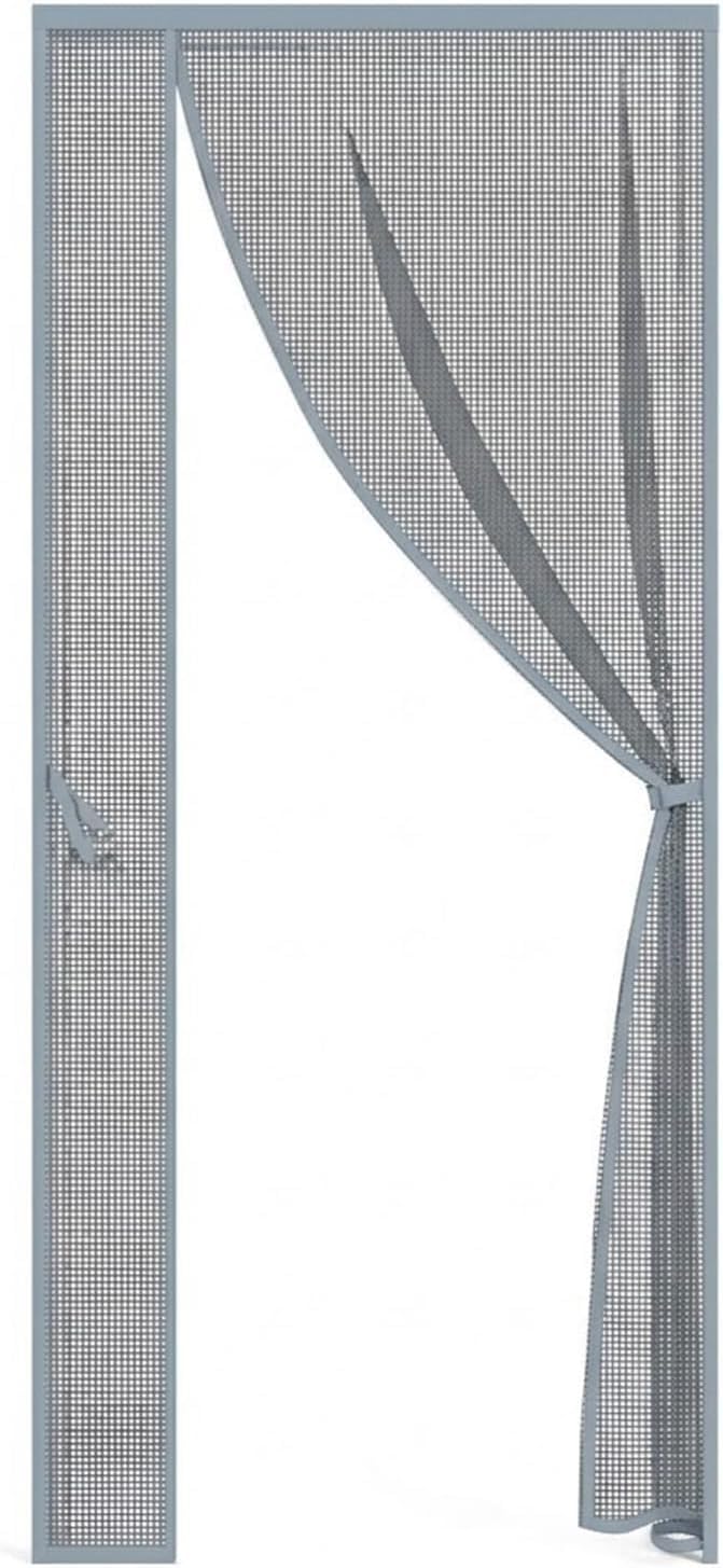 Moustiquaire porte en fibre de verre grise haut de gamme 180x220cm anti-mouches