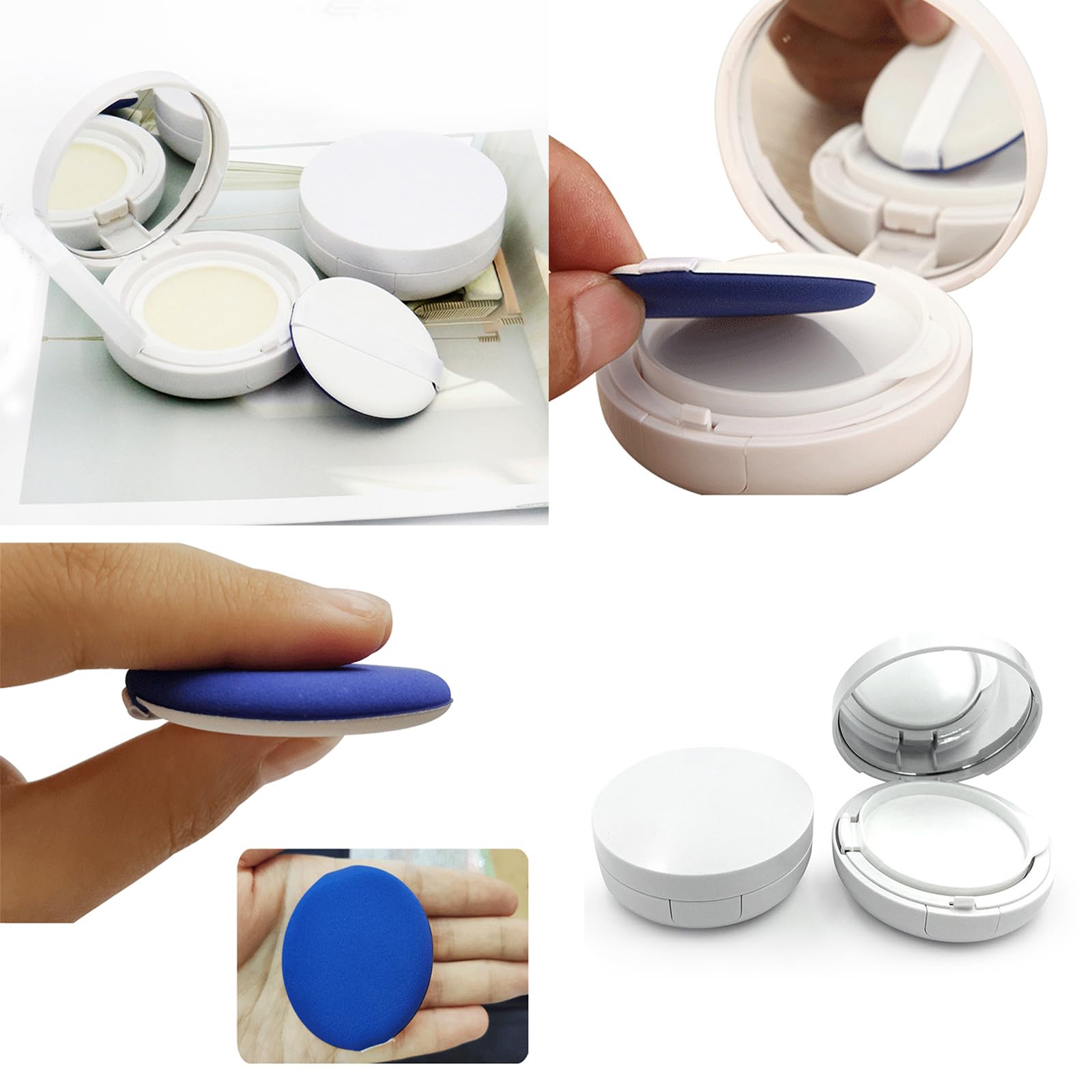 10 contenitori compatti con cuscino bianco, capacità 15 g, design a prova di perdite, contenitori per cosmetici