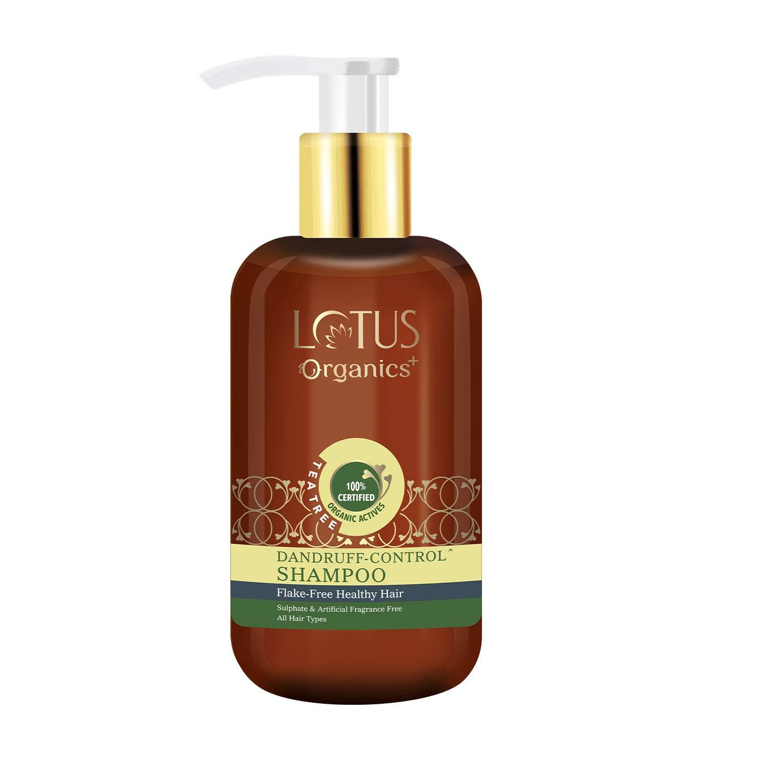 Lotus Organics+ Dandruff Control Shampoo | Tea Tree Oil, Eucalyptus Oil | Anti Dandruff | Sulphate Free | All Hair Types | 300ml