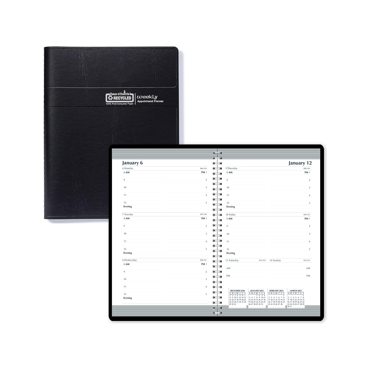 House of Doolittle HOD27802-25 Wochenkalender Terminplaner 2025, Schwarz, 12,7 x 20,3 cm, Januar bis Dezember