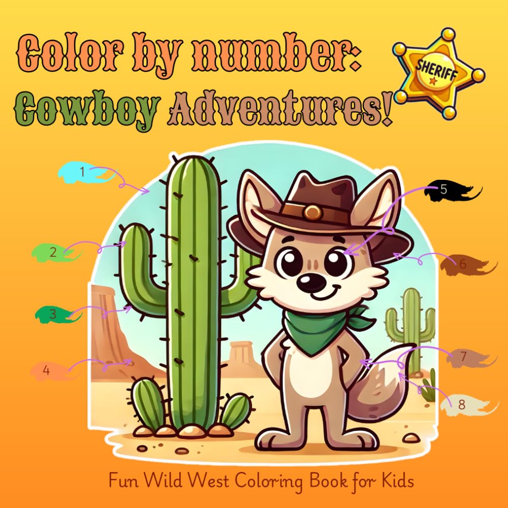 Color by Number: Cowboy Adventures!: Fun Wild West Coloring Book for Kids