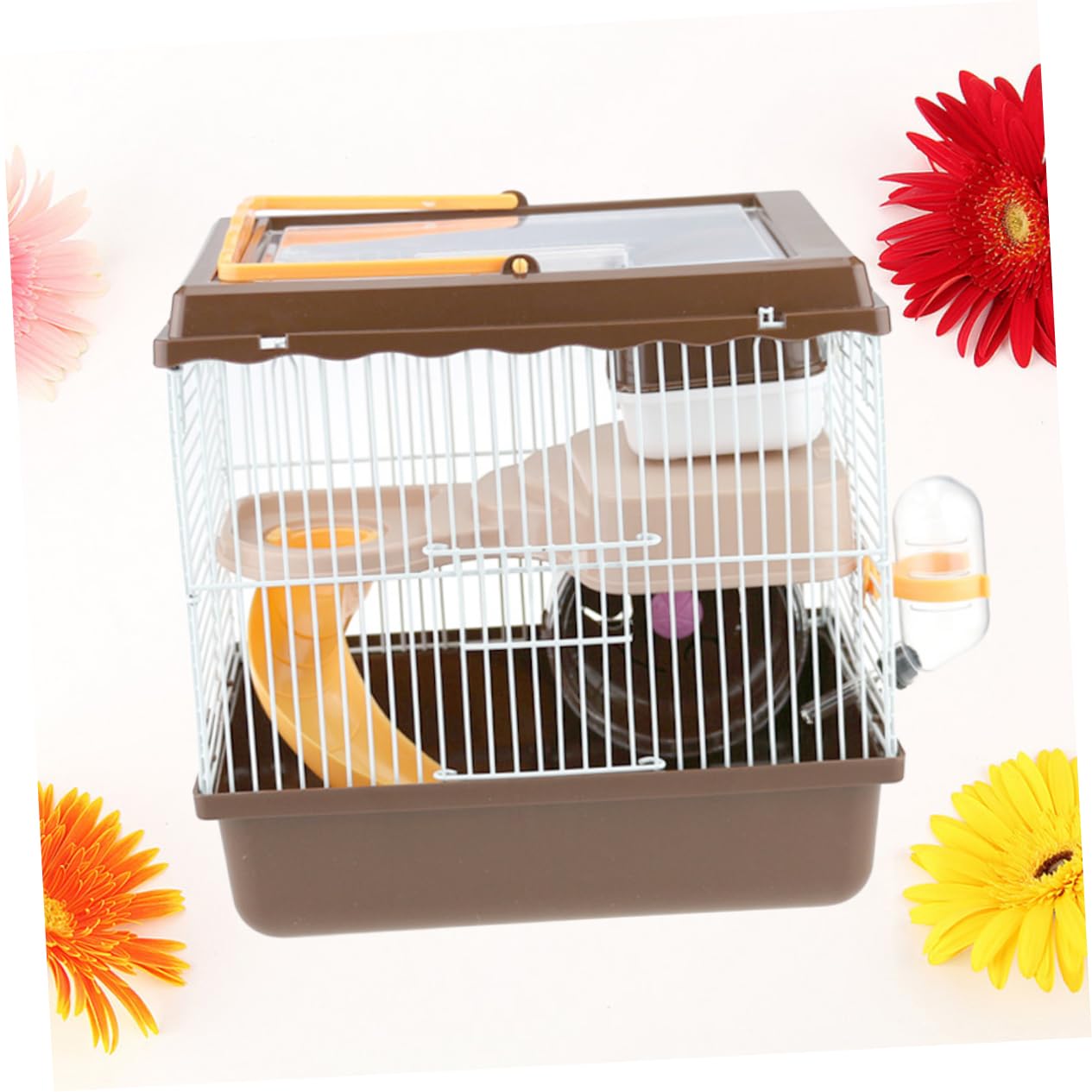 POPETPOP Cage pour Hamster avec Roue Et Réservoir Eau Maison pour Animaux De Compagnie Cage Transparente pour Petits Animaux