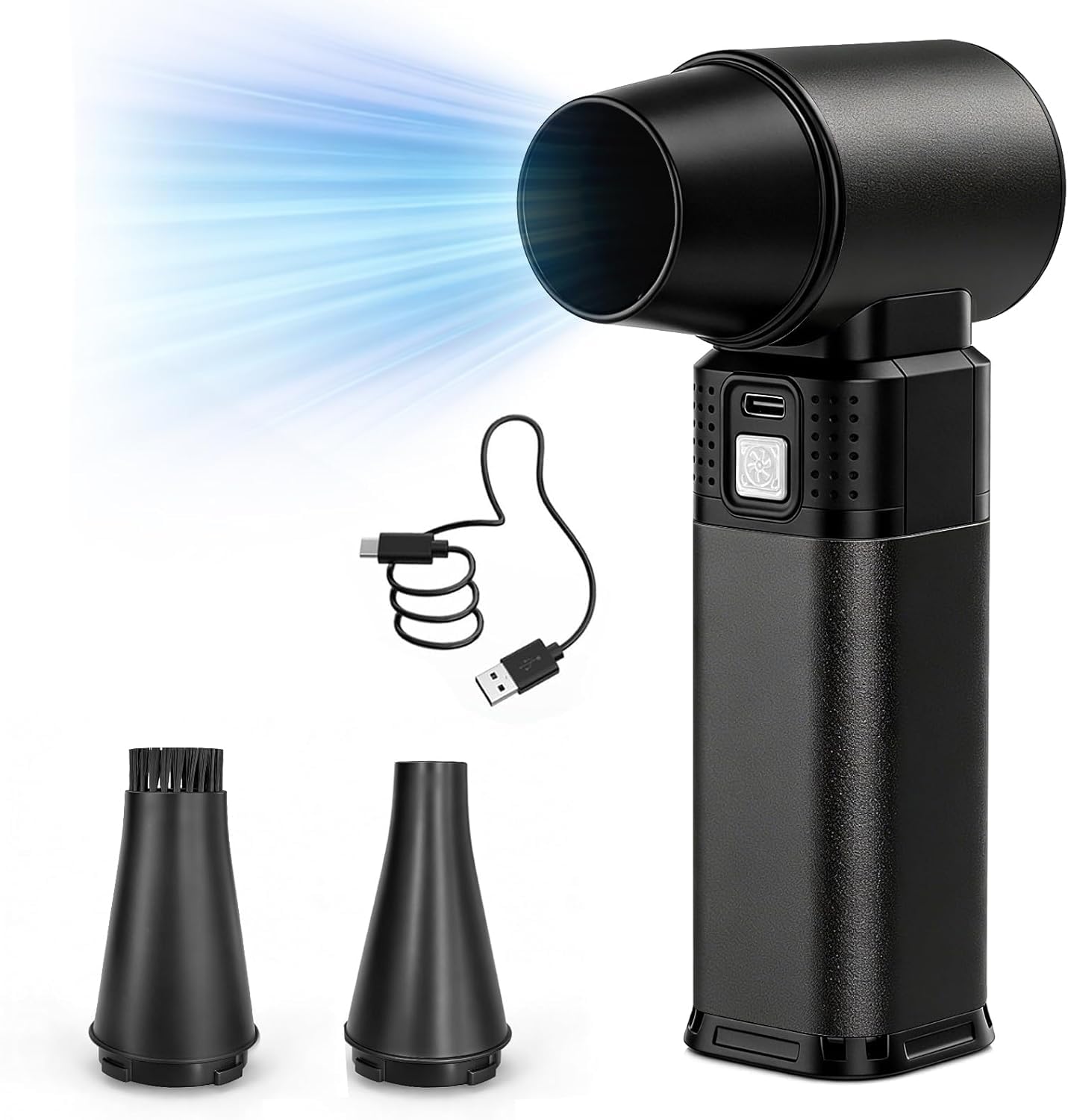 WERTYI Electric Air Duster, 130000 RPM Cordless Air Blower, 4-Speed Rechargeable Dust Cleaner for PC, Keyboard & Car, Aluminum Portable Jet Fan