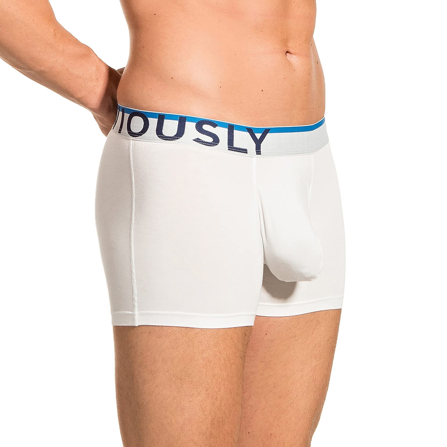 Obviously Men's White Everyman Anatomax Boxer Brief 3 Inch Leg Underwear (S/30-32)