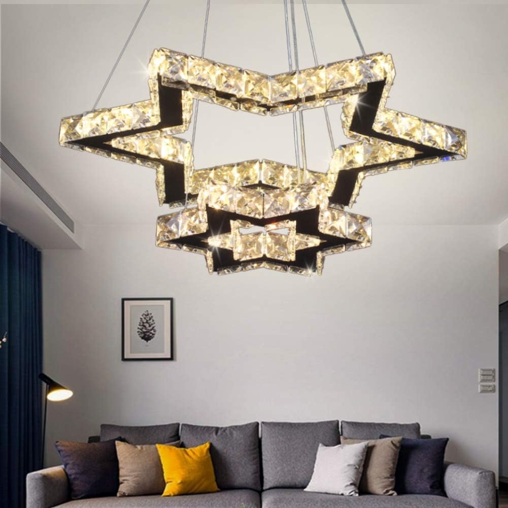 60% оƒƒ Dіѕсоunt Cainjiazh Crystal Chandeliers 2 Rings Polygon Ceiling Light Fixture Modern Led Pendant Lighting for Bedroom Living Room Dining Room Hallway Bar Adjustable Stainless Steel Hanging Lamp Flаѕh Dеаlѕ - 70% оƒƒ Cainjiazh Crystal Chandeliers 2 Rings Polygon Ceiling Light Fixture Modern Led Pendant Lighting for Bedroom Living Room Dining Room Hallway Bar Adjustable Stainless Steel Hanging Lamp