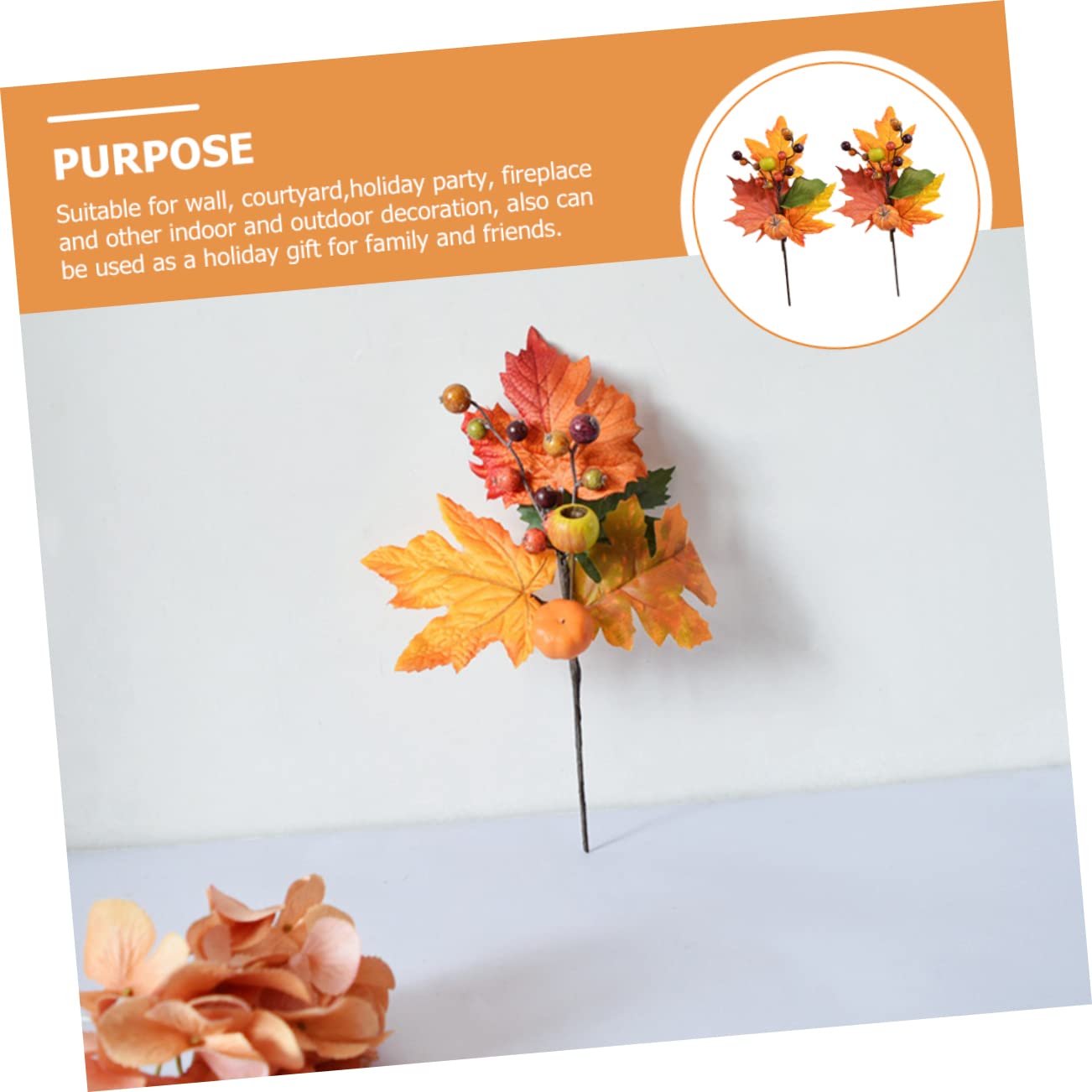 ABOOFAN 6stücke Künstliche Herbstdekoration Mit Ahornblättern Kürbissen Und Beeren Für Thanksgiving Herbstliche Tischdekoration Uv-beständig Für Innen Und Außenbereich