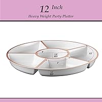 Vista 6 de Bandeja de servir redonda seccional de 6 secciones de plástico Plasticpro (2, Blanco y Oro Rosa)