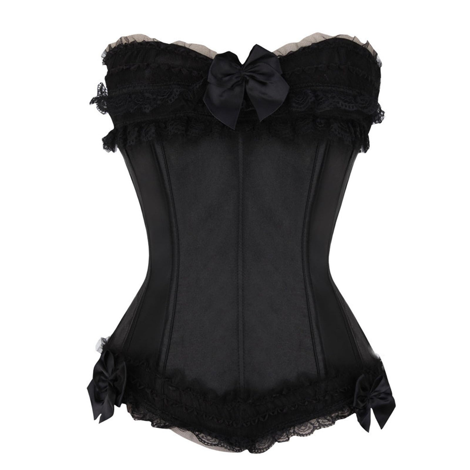 Corsetto da donna in pizzo, con stecche, per cosplay, elegante gotico