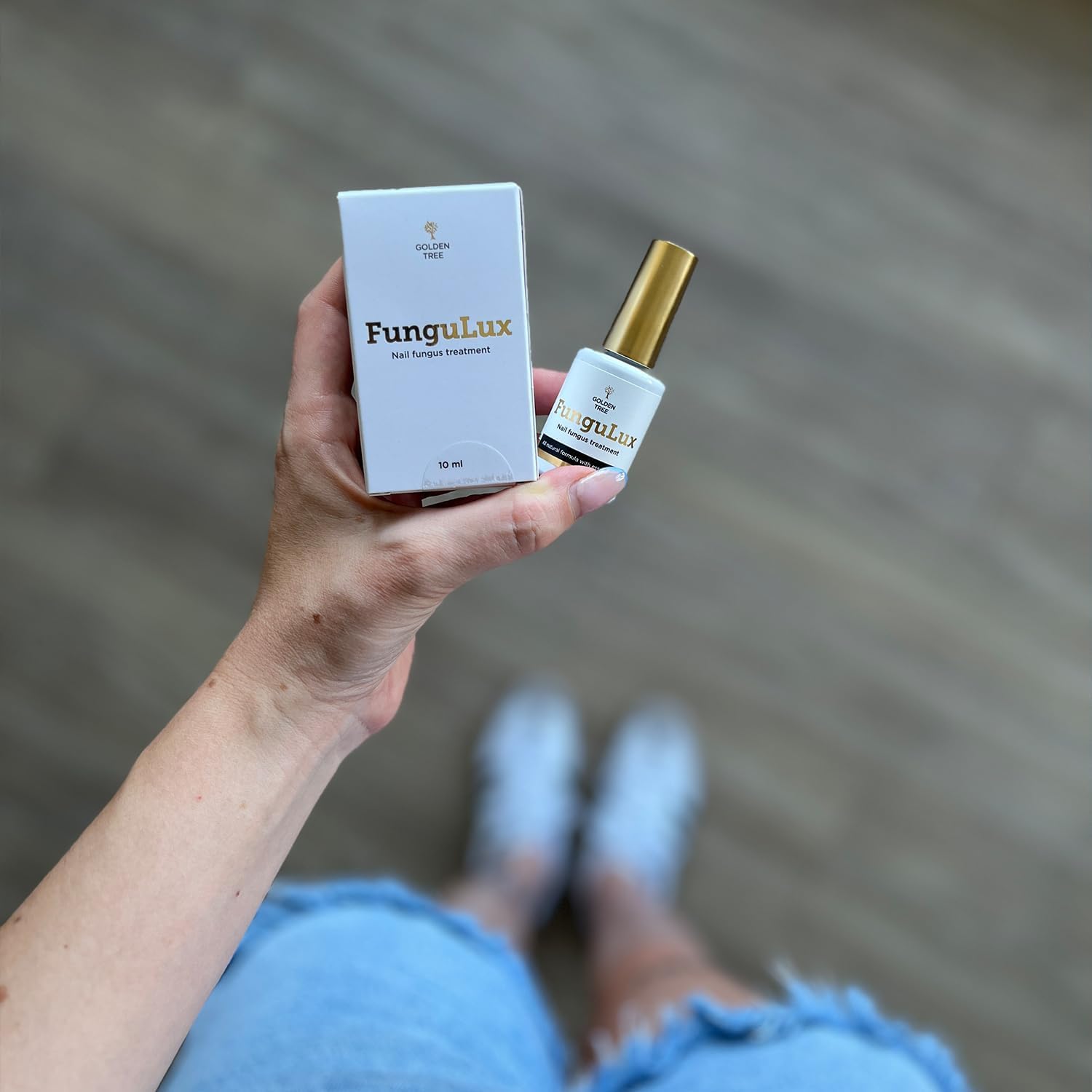 Golden Tree FunguLux Gel Unghie – Cura Unghie con Oli Essenziali – Per Mani e Piedi, Formula Trasparente ad Asciugatura Rapida, 10 ml