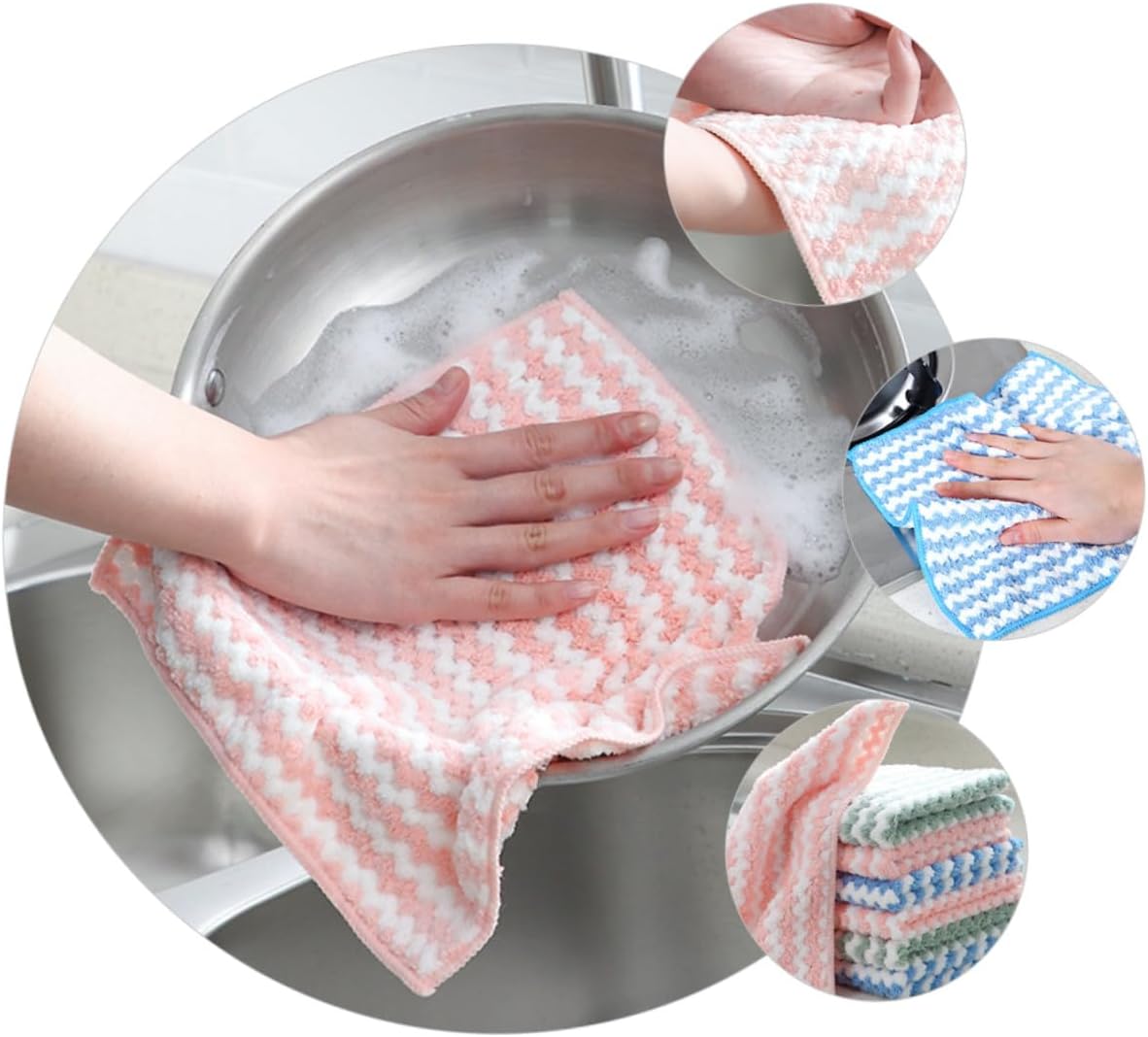 12pcs Coral Fleece Dish-Washing Towels Kitchen Dishcloths Soft Absorbent Reusable Cleaning Cloths for Household Dish Drying and Washing Random Color