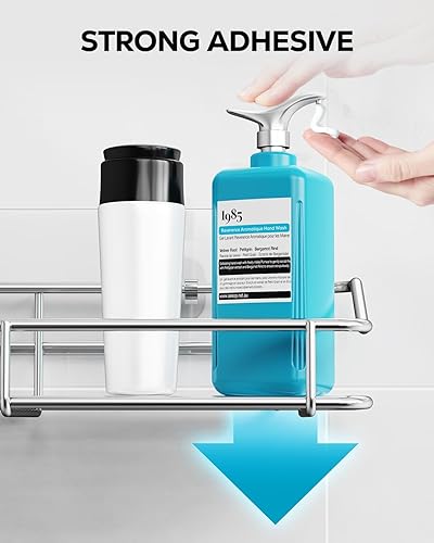 Miniatura 5 de Nieifi Shower Caddy Shelf Storage Rack Adhesive Without Drilling Stainless Steel with Hooks for Washroom, Lavatory, Restroom, Toilet, Bathroom,