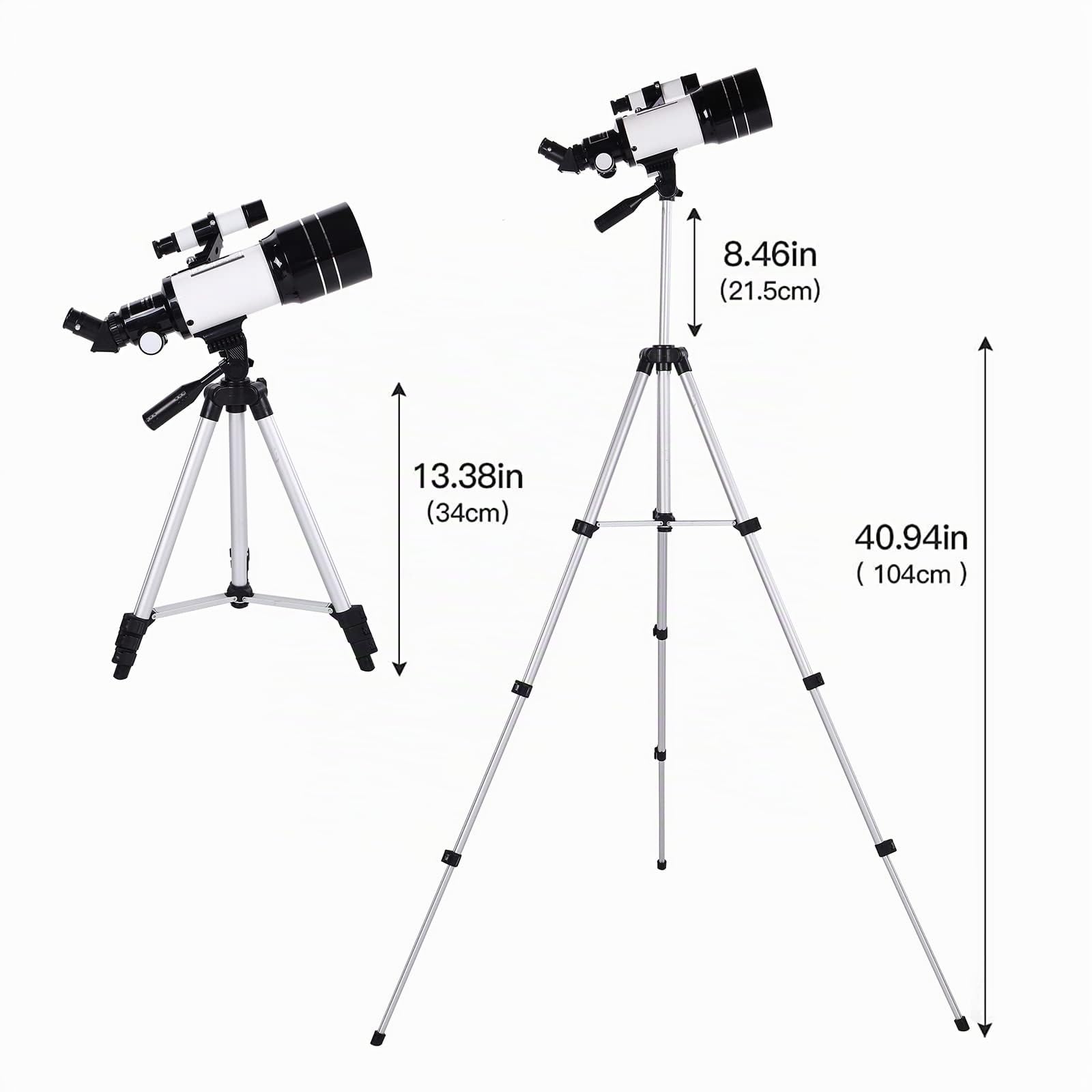 Telescopio astronómico para adultos/adolescentes/niños, 300/70 mm, refractor telescopio, telescopio para principiantes, astrónomos aficionados, con trípode, 3 oculares y adaptador de teléfono
