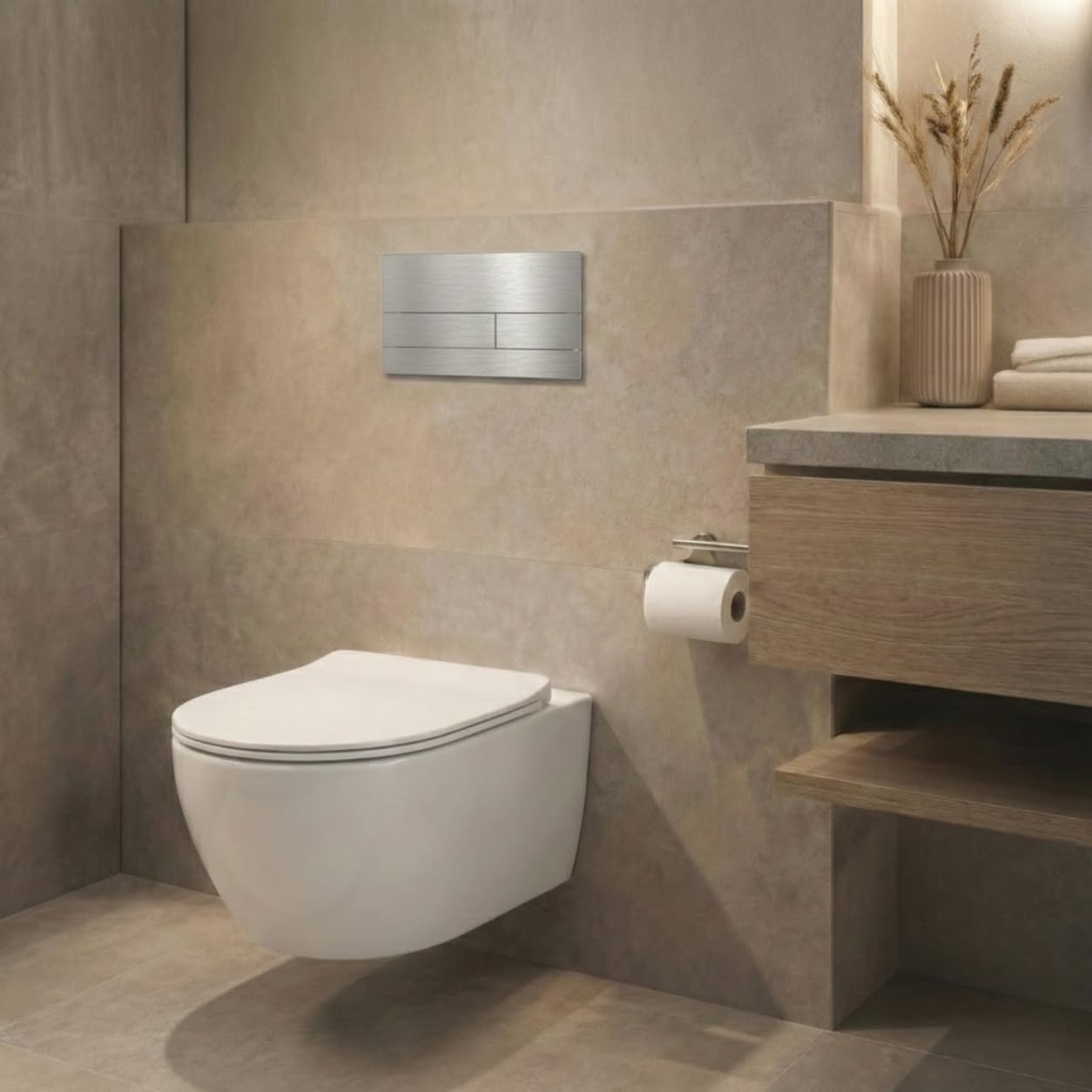 Placca di Comando WC Acciaio inox Doppio Scarico per Cassetta Incasso - Pulsante Scarico WC - Placca WC per Toilette Sospesa - Pannello Comando - Sciacquone - Design Moderno