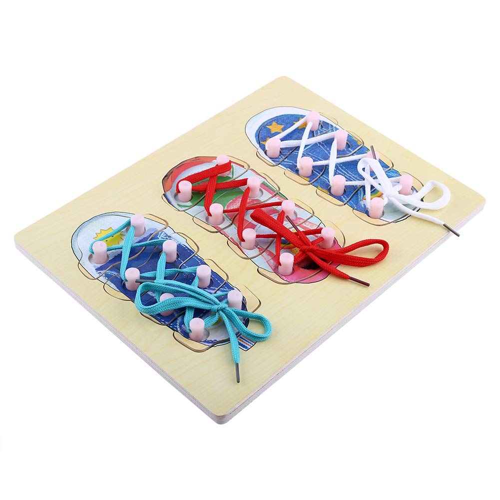 Tablero De Cordones De Madera – Set De Enhebrado Con 15 Tarjetas Y 6 Cuerdas – Juguete Educativo Preescolar +3 Años