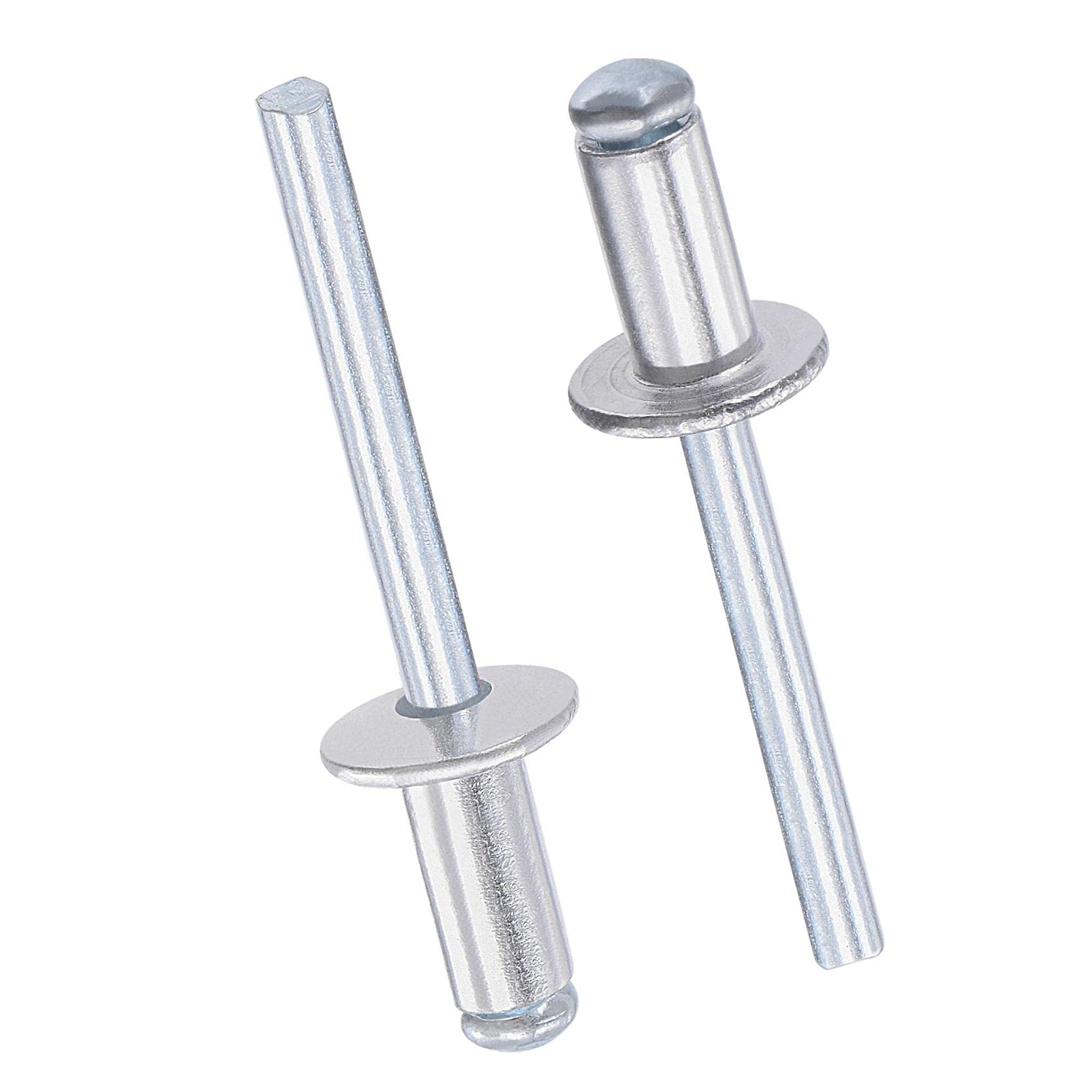 TOP-VIGOR 50 Pcs Aluminium Blind Rivets 6mm x 12mm, Pop Rivets for Metal with Mandrel, Open End Flat Head Rivets for DIY, Furniture & General Fixing