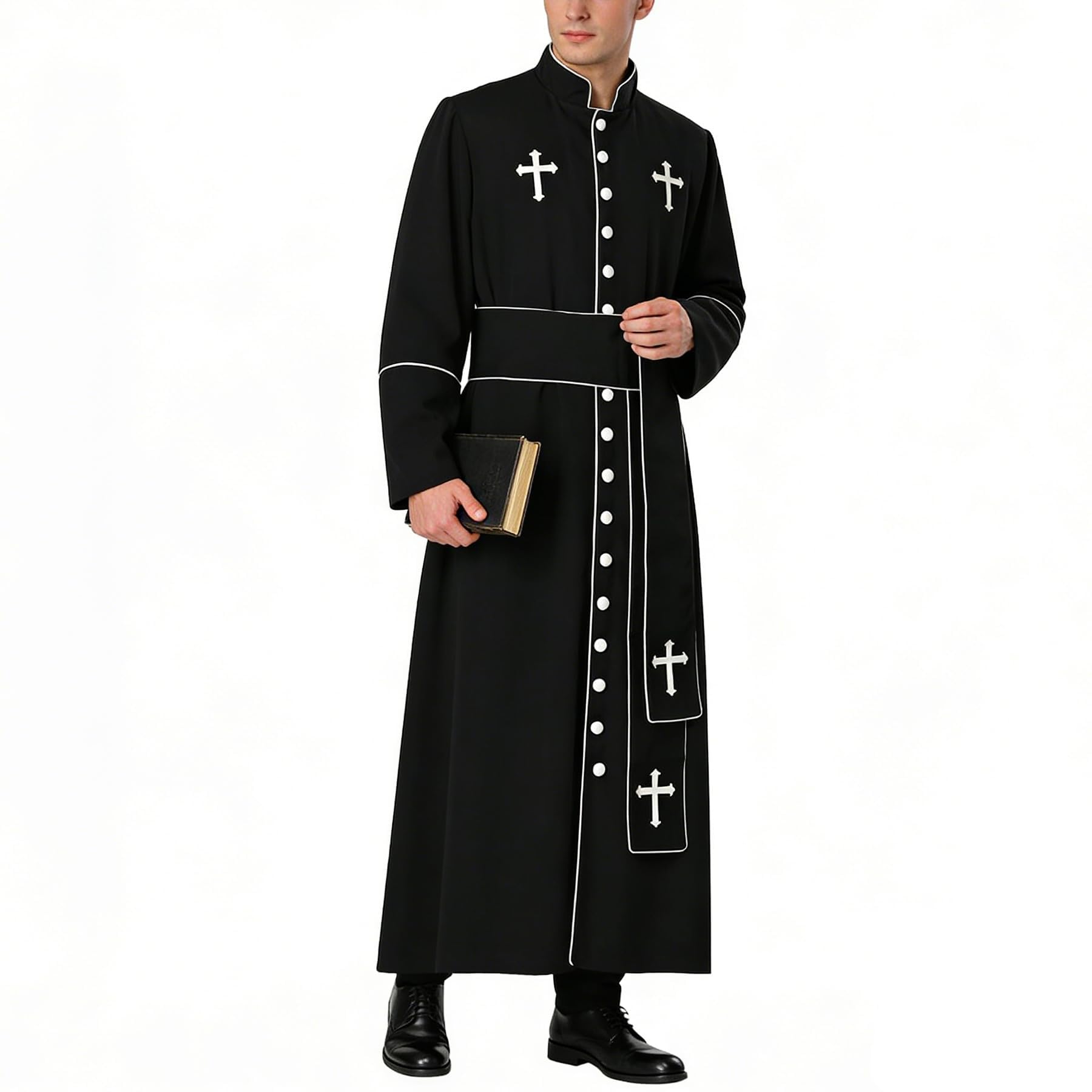 Amazon.co.jp: 男性用司祭コスチューム 牧師ローブ ローマンキャソック