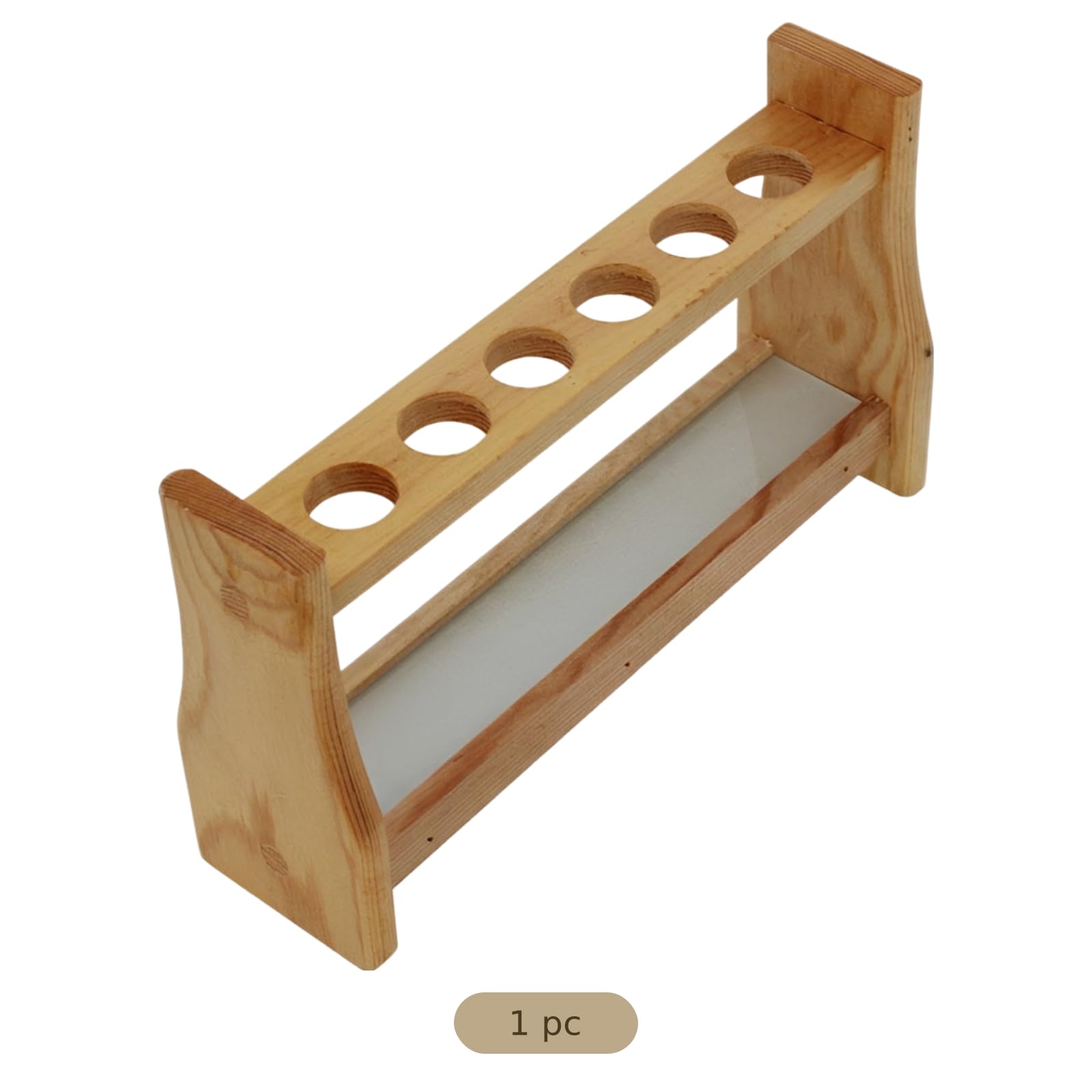 Reagenzglasständer aus Holz, 6-Loch-Laborständer für 25-ml-Röhrchen, aus robustem Kiefernholz, offenes Schlitzdesign, stabile Halterung für Test Tubes im Labor