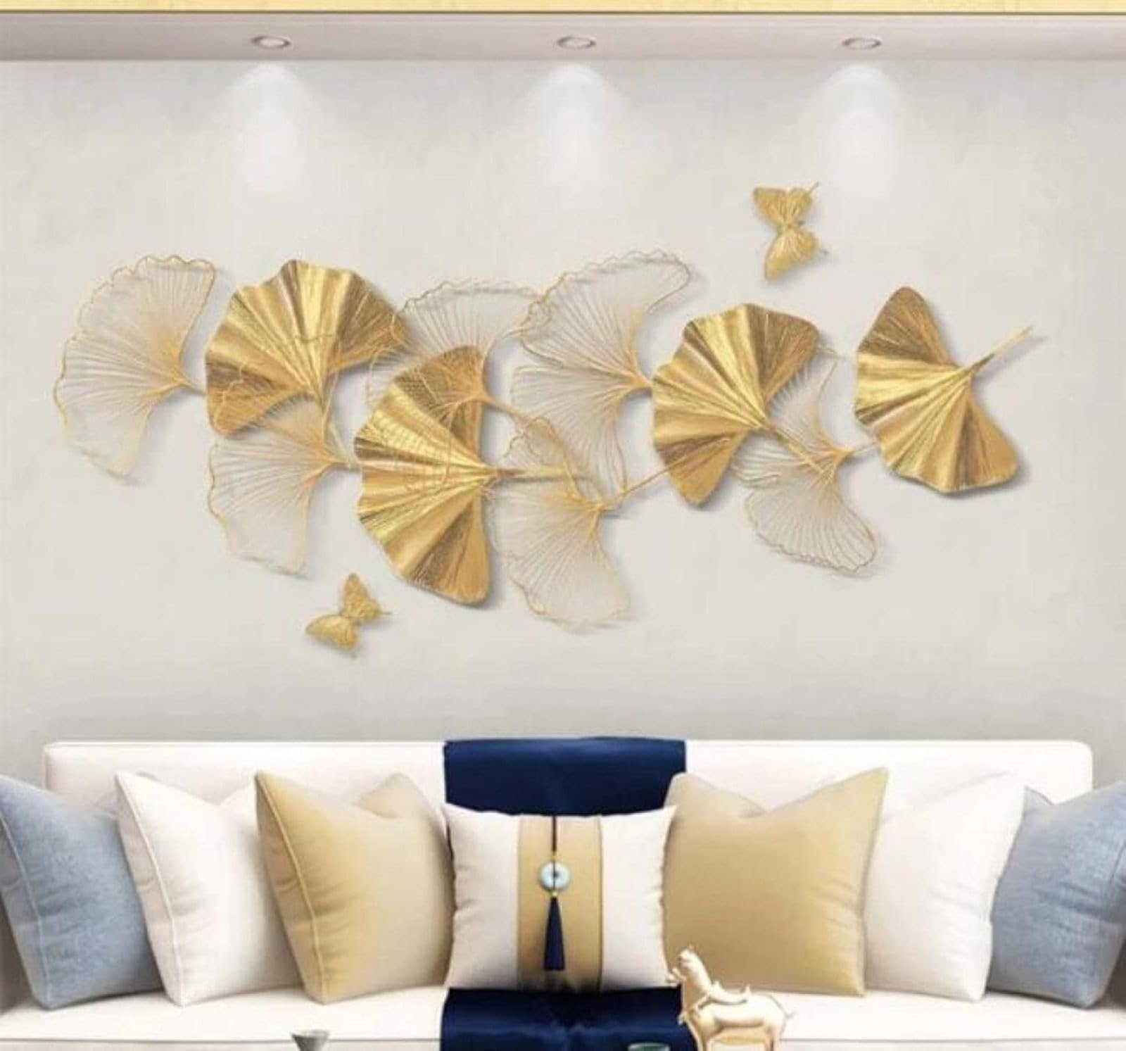 XLMING Minimalist Three Dimensional Gold Thread Ginkgo Leaves Butterflies 3D Wallpaper Luxury Silk Study Dining Feature Sofa Grey Bedroom Living Room Tv Decorative Wall-200cm×140cm