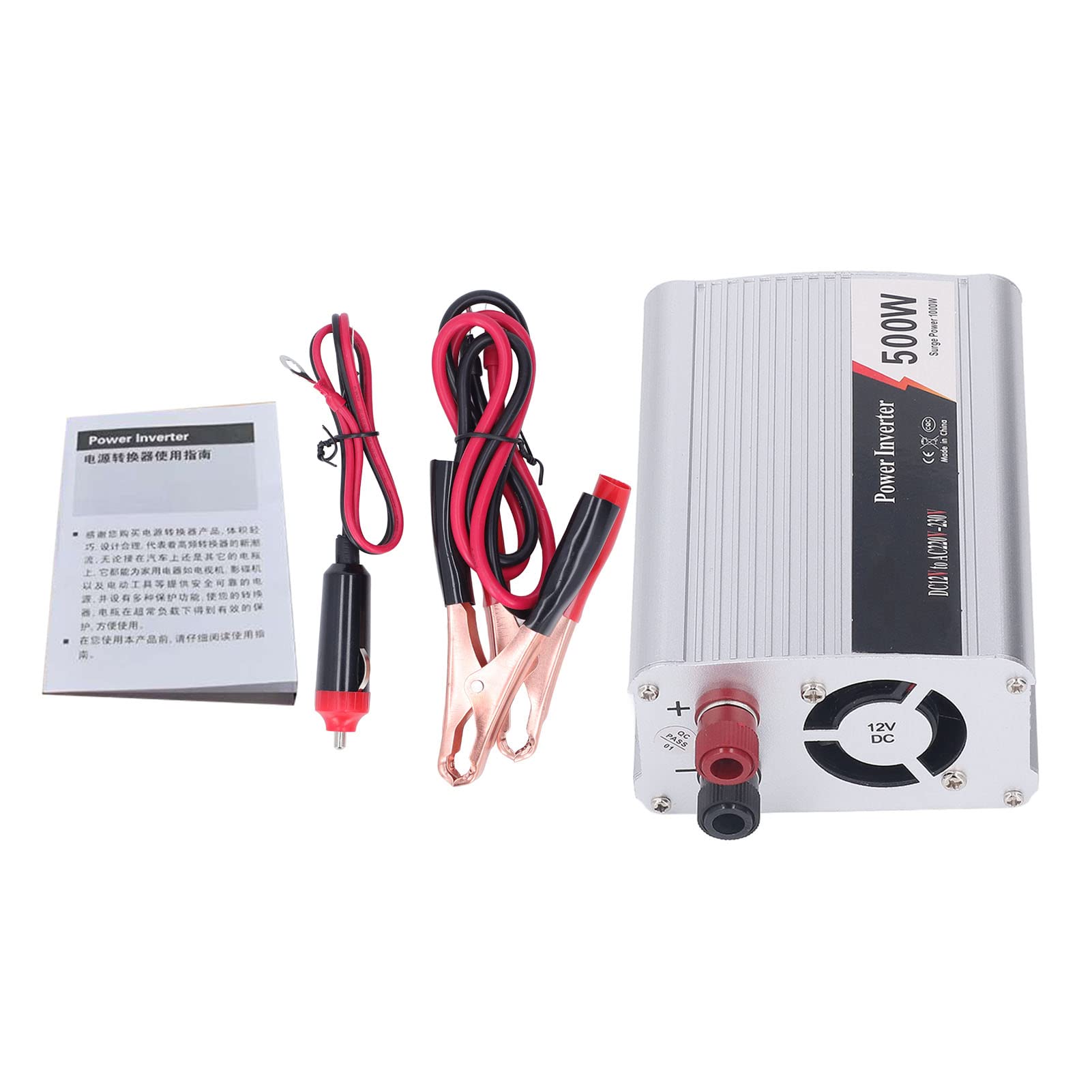 Fabater Inversor de Corriente para Automóvil, Inversor de Corriente de Onda Sinusoidal Corregida de Pico Continuo de 500 W, Convertidor de CC a CA con Toma de CA Universal y Salida USB de 5 V para