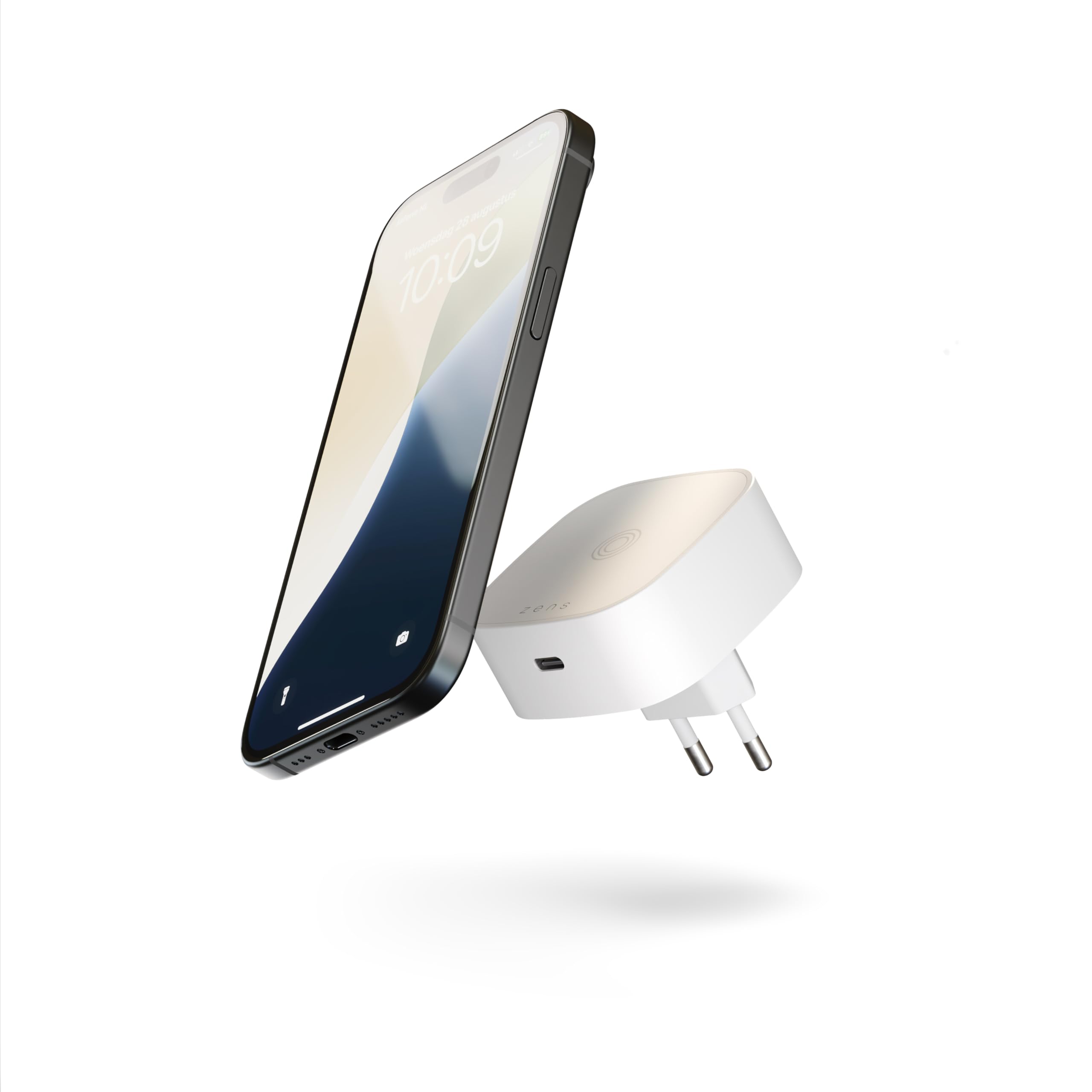 Zens Wireless Charging EU Power Adapter, kabelloses MagSafe und Qi-Ladegerät (15 W) für iPhone Air, 17, 16,15,14,13,12 sowie AirPods, inkl. 18-W-USB-C-Anschluss, Weiß