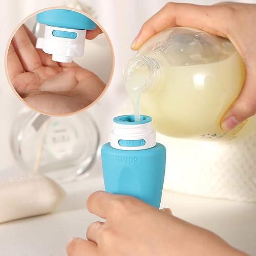 Miniatura 4 de Kit de artículos de tocador de tamaño de viaje, a prueba de fugas, juegos de champú y acondicionador de tamaño de viaje, botella de silicona de 2