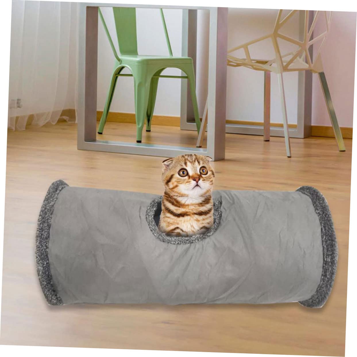 COLLBATH Faltbarer Katzentunnel Katzennest Aus Wildleder Katzenspielzeug Katzenbett Größe S Grau Für Kätzchen Und Kleintiere