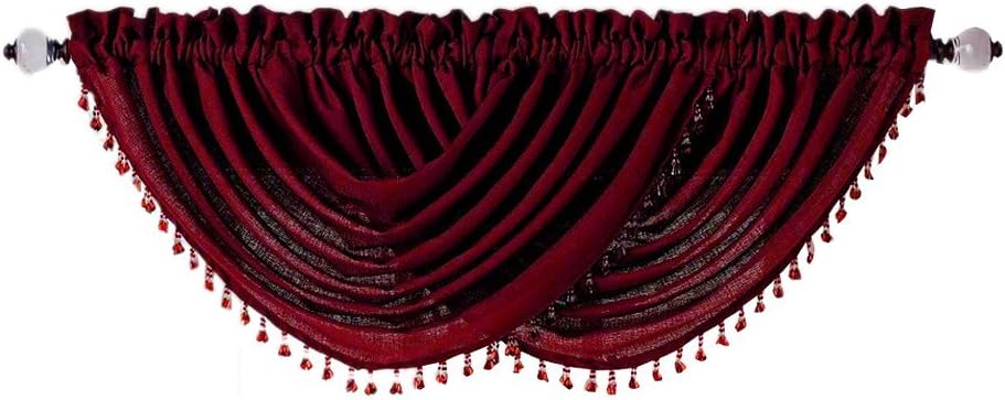 Moshells Home Decorative Valance Emerald Crepe Waterfall Valance Burgundy