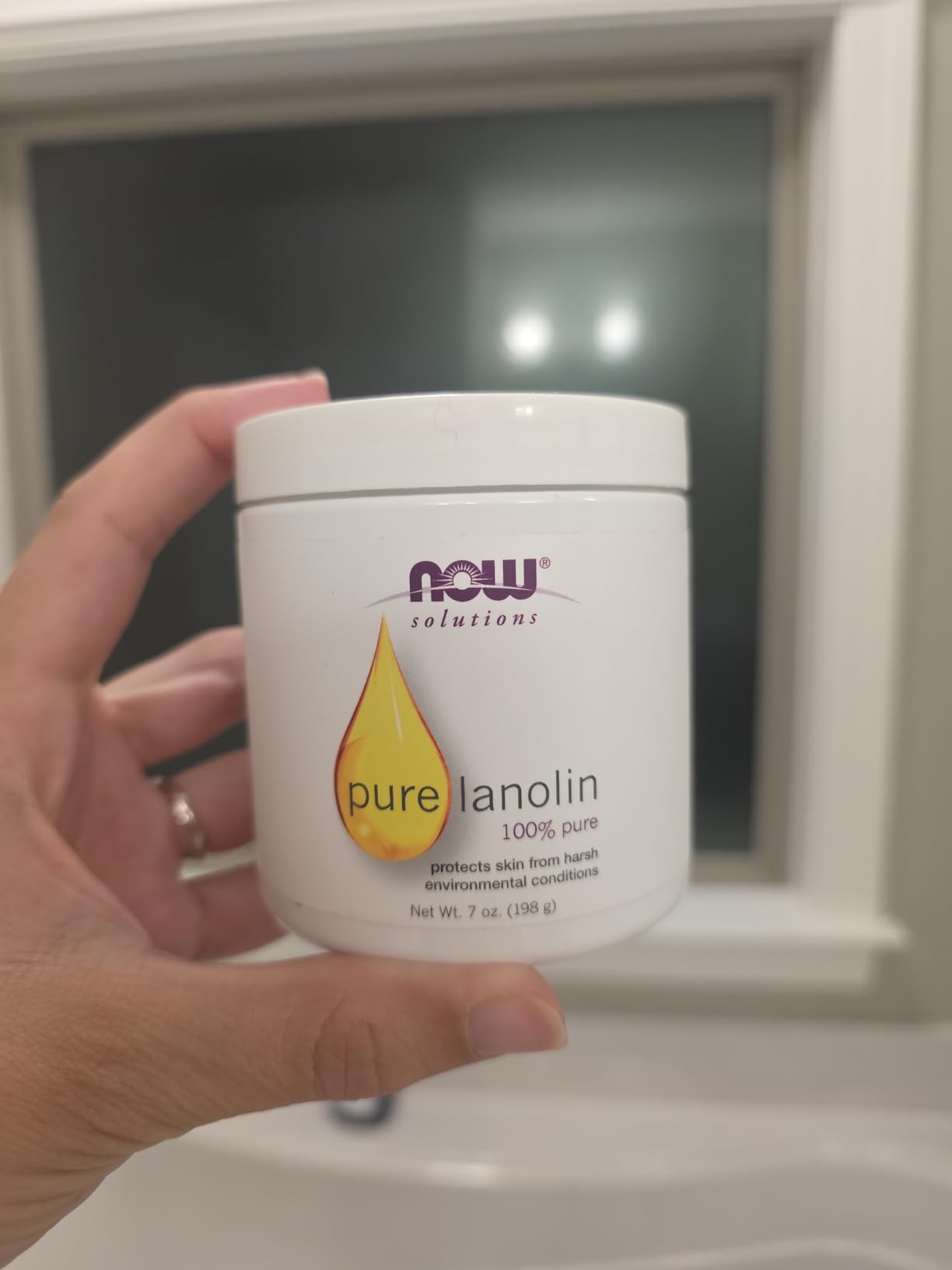 NOW Foods NOW Solutions, Pure Lanolin, Wind and Harsh Environment Skin Protectant, Thick Jelly, For Rough Dry Skin, 7-Ounce