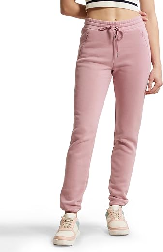 Jockey U110 Women's Super Combed Cotton Rich Fleece Fabric Relaxed Fit Trackpants with Zipper Pockets