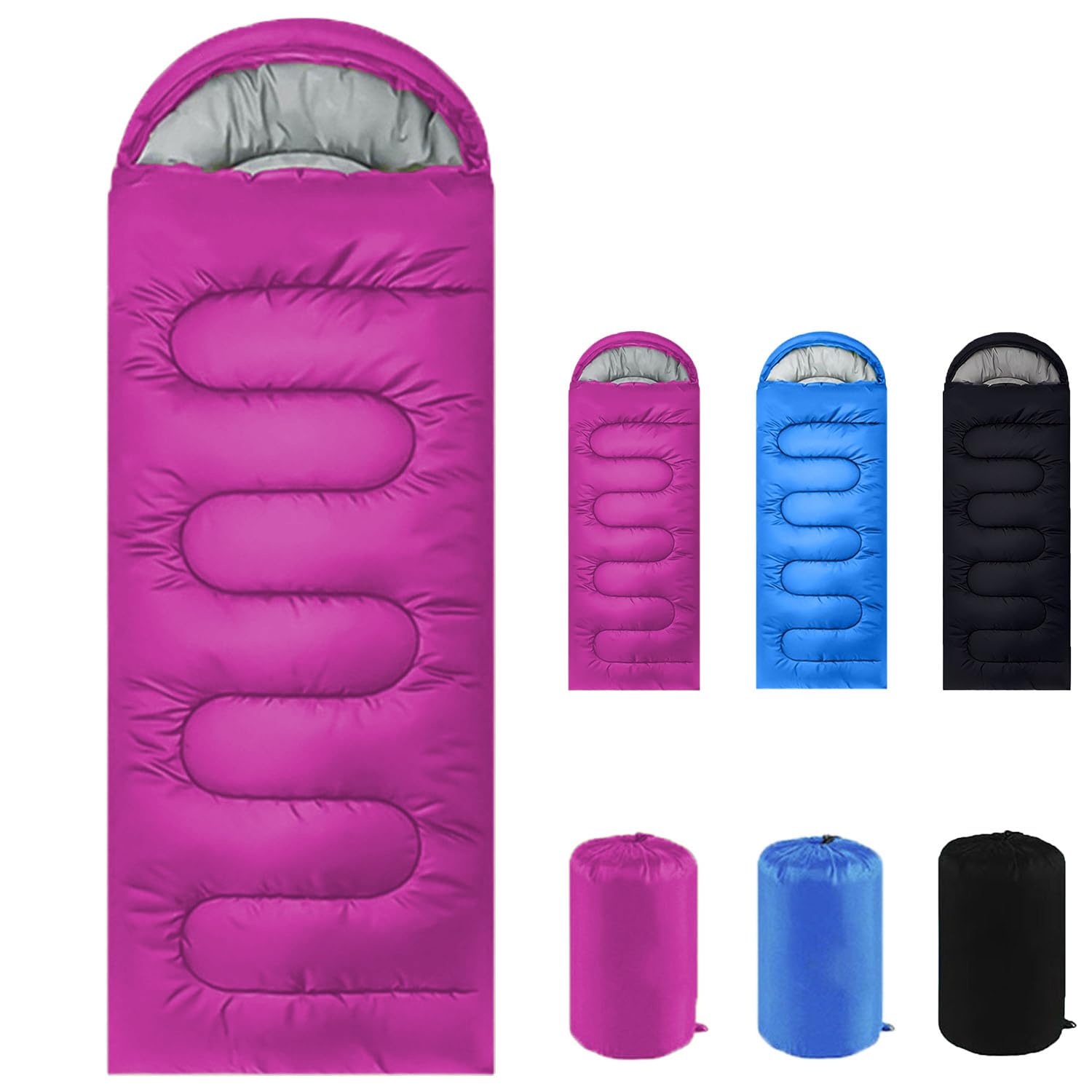 Sleeping Bags for Adults & Kids Sleeping Bag for 3-4 Season, Adult Blanket, Ultralight Carry Bag, Lightweight Compact, Soft, Thick and Warm, for Outdoor Camping, Travel, Hiking (Rose red)-image-40