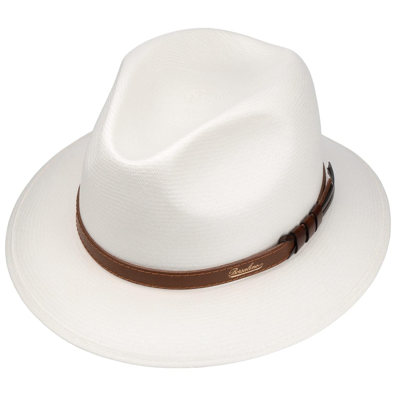 Borsalino Country Extra Fine - Cappello Panama Panama, cappello di paglia, cappello da sole, cappello estivo da donna/uomo, realizzato in Italia, con cinturino in pelle, per primavera, estate