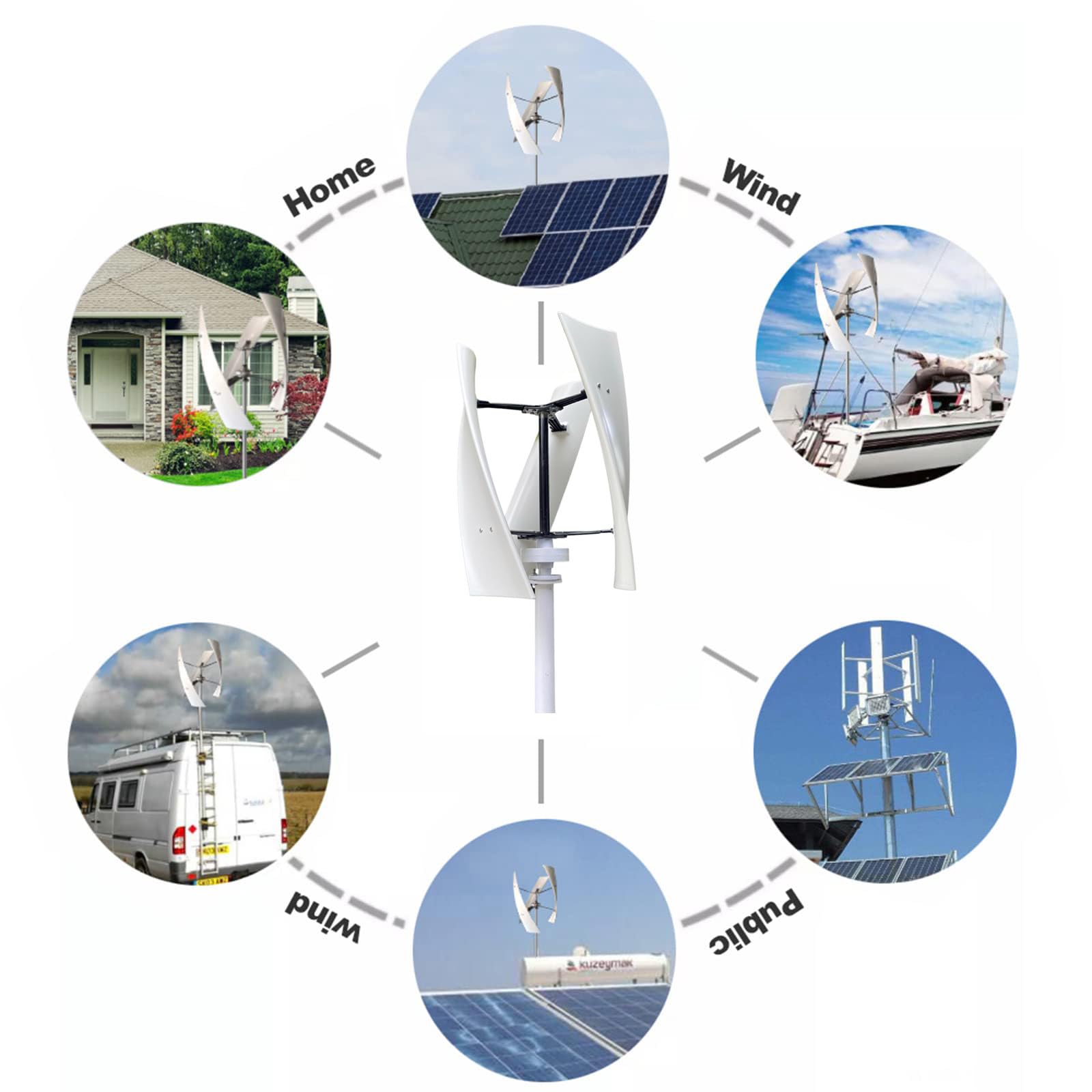 Off-Grid zestaw turbiny wiatrowej 8000 W z osią pionową, cichy, wolno pracujący, wyjście 48 V/220 V, zajmuje mało miejsca, nadaje się do domu, kampera i łodzi