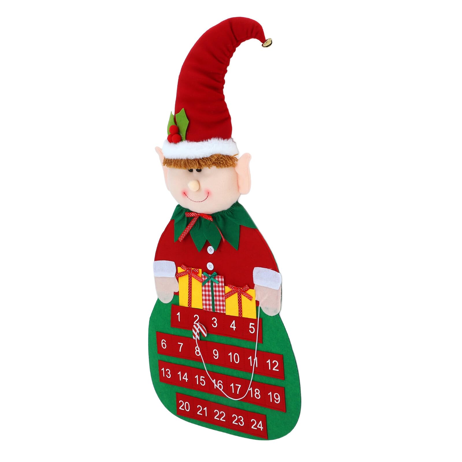BESPORTBLE Calendario Avvento in Feltro Tasche Calendario da Appendere per Natale Decorazione per Porte e Pareti Contatore Giorni Fino alle Feste per Festività Natalizie