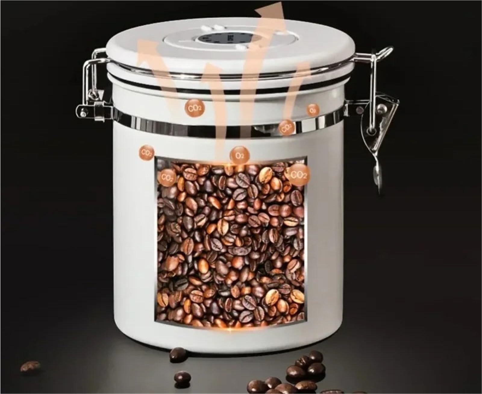 KaffeebohnenbehäLter Aus Edelstahl Vakuum-Vorratsdose for Kaffeebohnen aus Edelstahl, große Kapazität, luftdichter Behälter FüR Kaffeebohnen, Kaffeepulver(12cm*18.5cm)